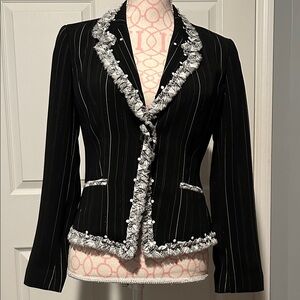 Alberto Makali Black and White Pinstripe Blazer
